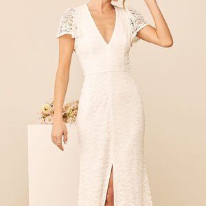Your Hand in Mine White Lace Flutter Sleeve Maxi Dress